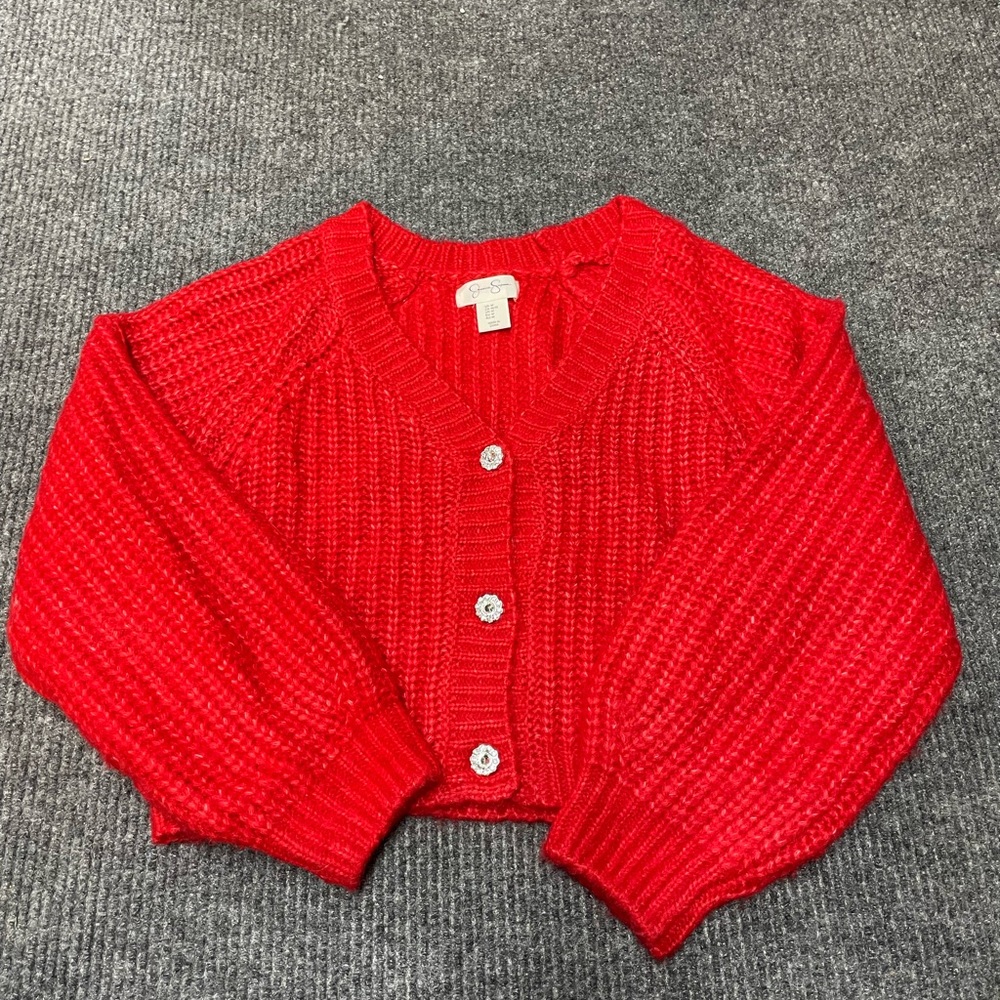 Women’s Red Cropped Cardigan